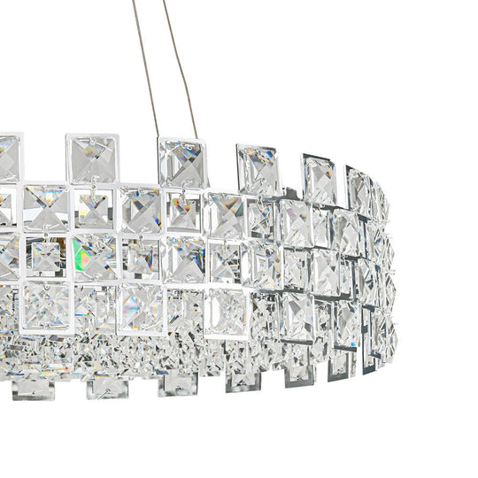Pendantlightie - Luxury 8 - Light Hollow Design Facets Crystal Round Drum Chandelier - Chandeliers - Chrome -