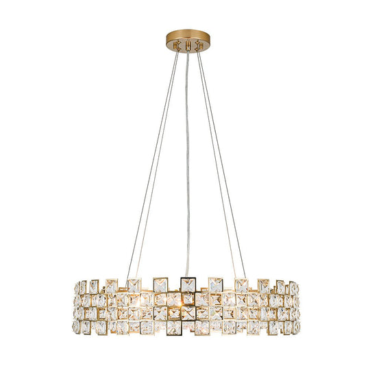 Pendantlightie - Luxury 8 - Light Hollow Design Facets Crystal Round Drum Chandelier - Chandeliers - Chrome -