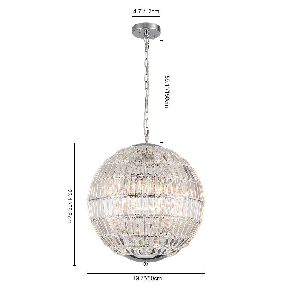 Pendantlightie - Luxury Glam 6 - Light Crystal Globe Chandelier - Chandeliers - Chrome -