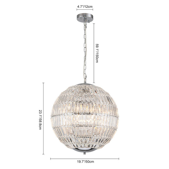 Pendantlightie - Luxury Glam 6 - Light Crystal Globe Chandelier - Chandeliers - Chrome -