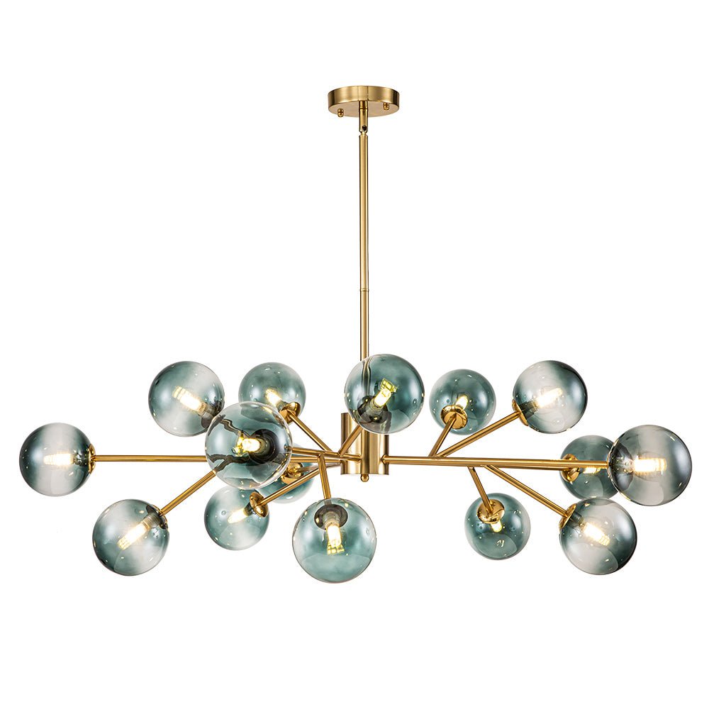Pendantlightie-Mid-Century 15-Light Blue Gradient Glass Bubble Chandelier-Chandeliers-Black-
