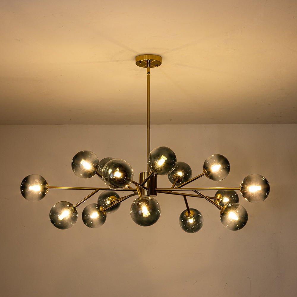 Pendantlightie-Mid-Century 15-Light Blue Gradient Glass Bubble Chandelier-Chandeliers-Black-