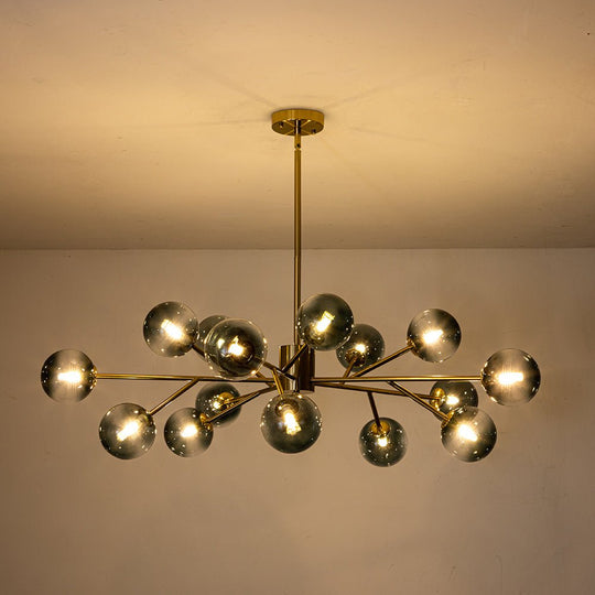 Pendantlightie-Mid-Century 15-Light Blue Gradient Glass Bubble Chandelier-Chandeliers-Black-