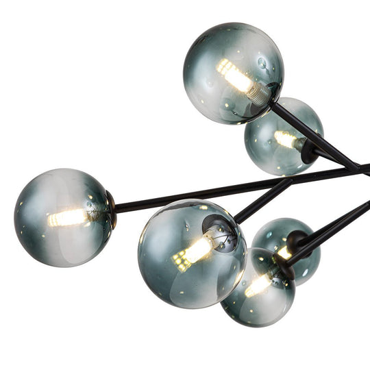 Pendantlightie-Mid-Century 15-Light Blue Gradient Glass Bubble Chandelier-Chandeliers-Black-
