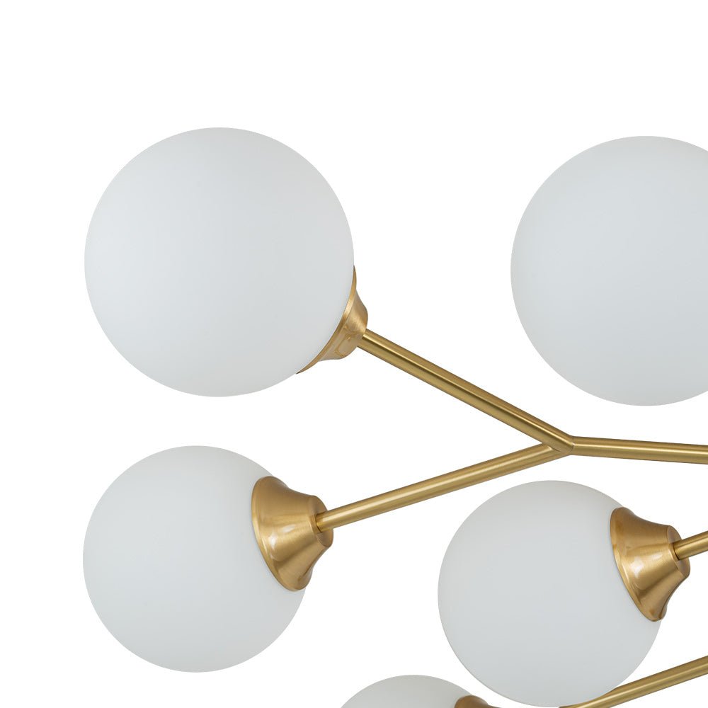 Pendantlightie - Mid - Century 15 - Light Sputnik Glass Globe Semi Flush Ceiling Light - Semi Flush Mount - Brass -