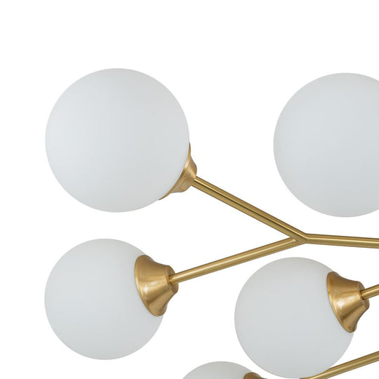 Pendantlightie - Mid - Century 15 - Light Sputnik Glass Globe Semi Flush Ceiling Light - Semi Flush Mount - Brass -