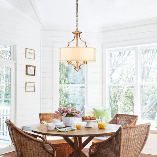 Pendantlightie - Mid - Century 3 - Light Shaded Drum Chandelier - Chandeliers -