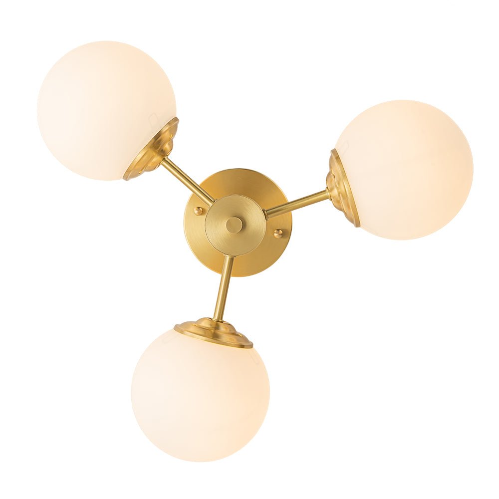 Pendantlightie-Mid-Century 3-Light Sputnik Glass Globe Semi Flush Mount-Semi Flush Mount-Brass-