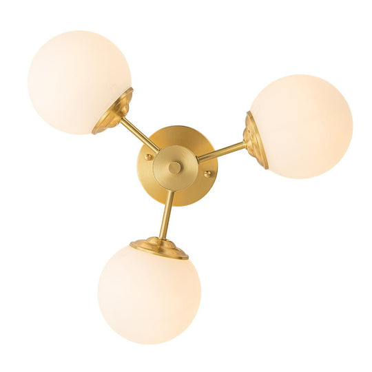 Pendantlightie-Mid-Century 3-Light Sputnik Glass Globe Semi Flush Mount-Semi Flush Mount-Brass-