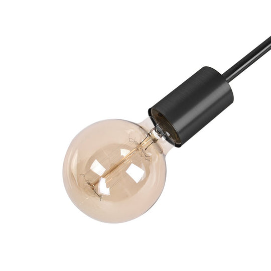 Pendantlightie-Mid-Century 3-Light Sputnik Style Ceiling Light For Low Ceiling-Semi Flush Mount-Black-