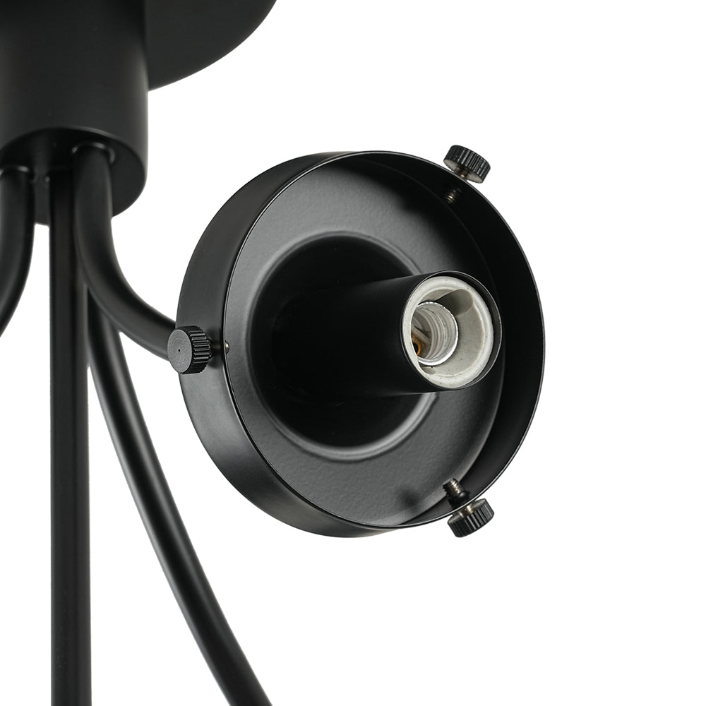 Pendantlightie - Mid - Century 4 - Light Clear Globe Shades Sputnik Semi Ceiling Light - Semi Flush Mount - Black -