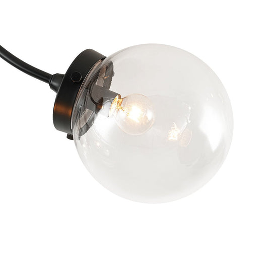 Pendantlightie - Mid - Century 4 - Light Clear Globe Shades Sputnik Semi Ceiling Light - Semi Flush Mount - Black -