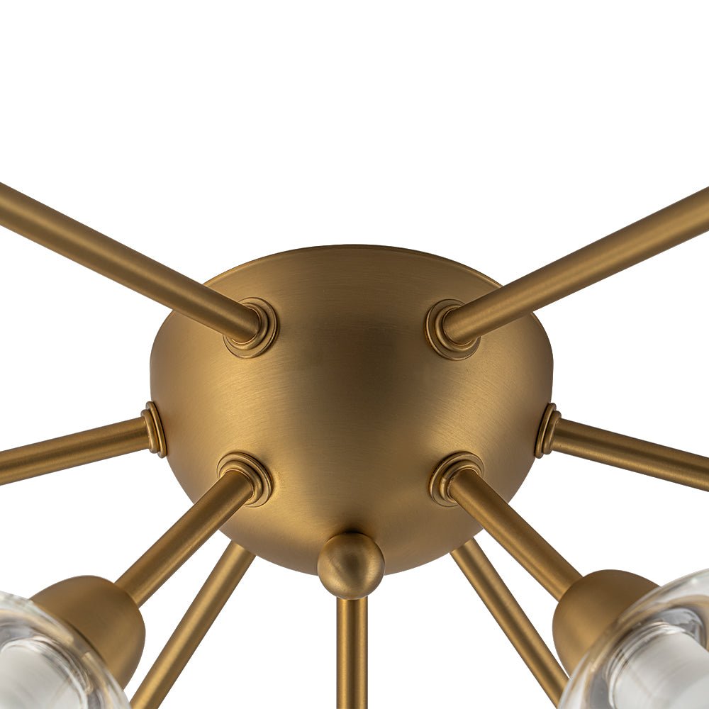 Pendantlightie - Mid - Century 9 - Light Double Layer Glass Sputnik Semi Ceiling Light - Semi Flush Mount - Black -