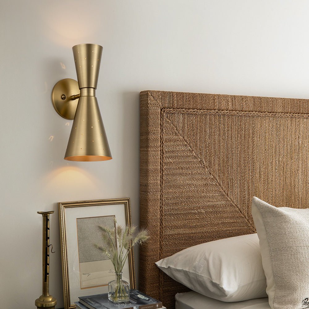Pendantlightie - Mid - Century Modern 2 - Light Starry Hourglass Wall Sconce - Wall Light - Aged Brass -