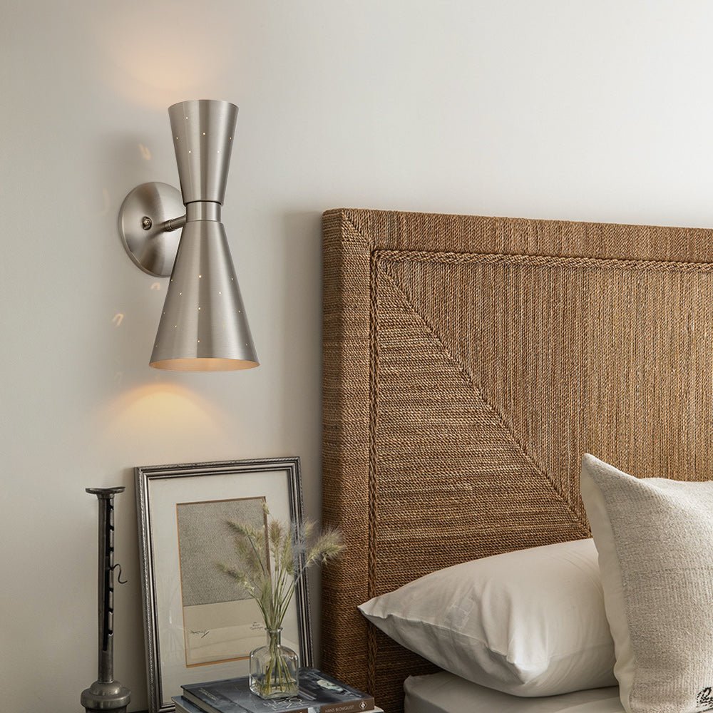 Pendantlightie - Mid - Century Modern 2 - Light Starry Hourglass Wall Sconce - Wall Light - Nickel -