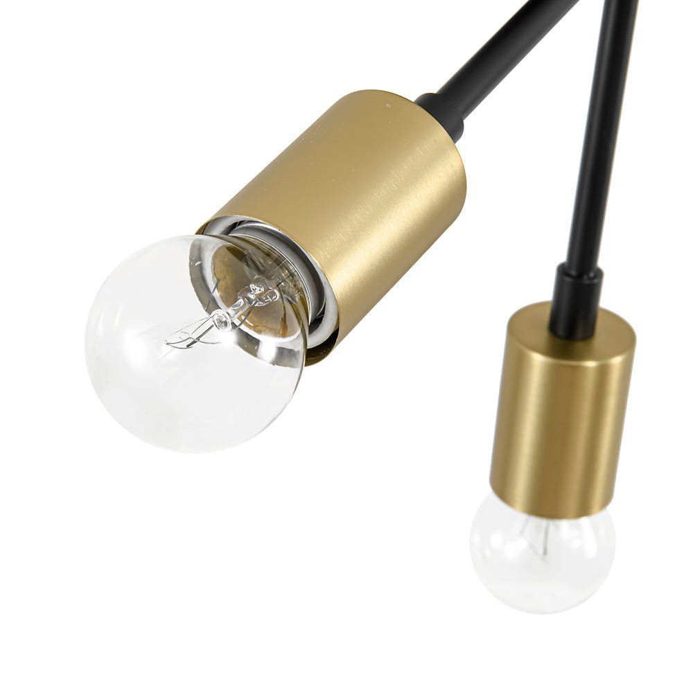 Pendantlightie - Mid - Century Modern 3 - Light Semi Flush Sputnik Light - Semi Flush Mount - Black+Gold -