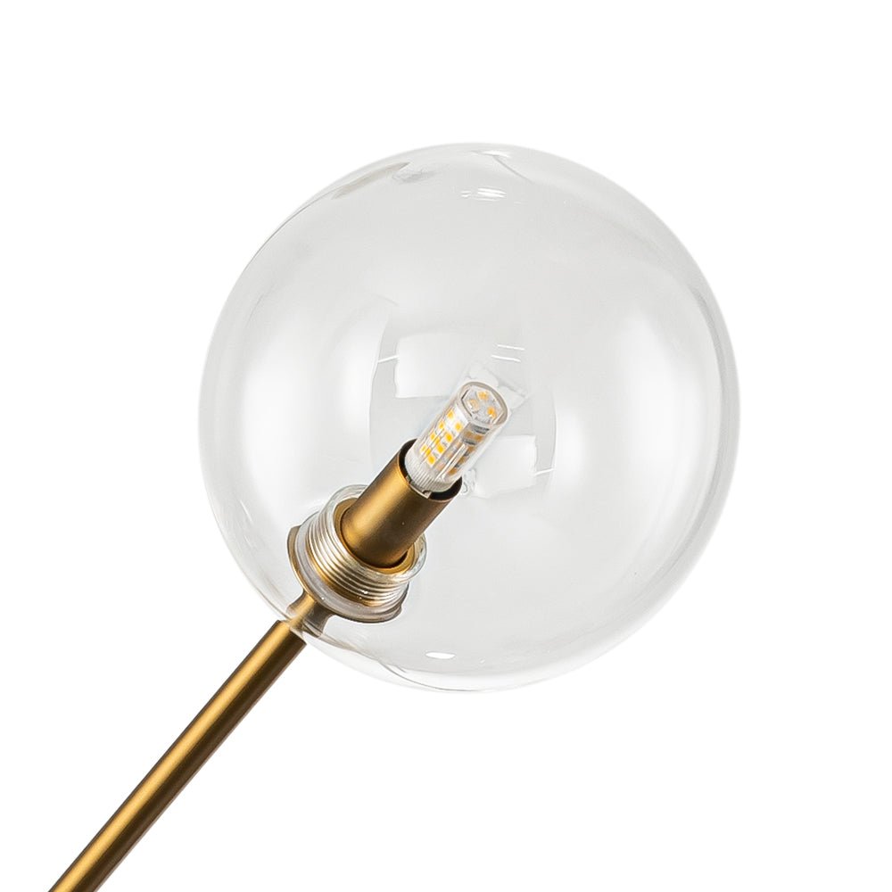 Pendantlightie - Mid - Century Modern 6 - Light Clear Glass Shaded Sputnik Chandelier - Chandeliers - Black -