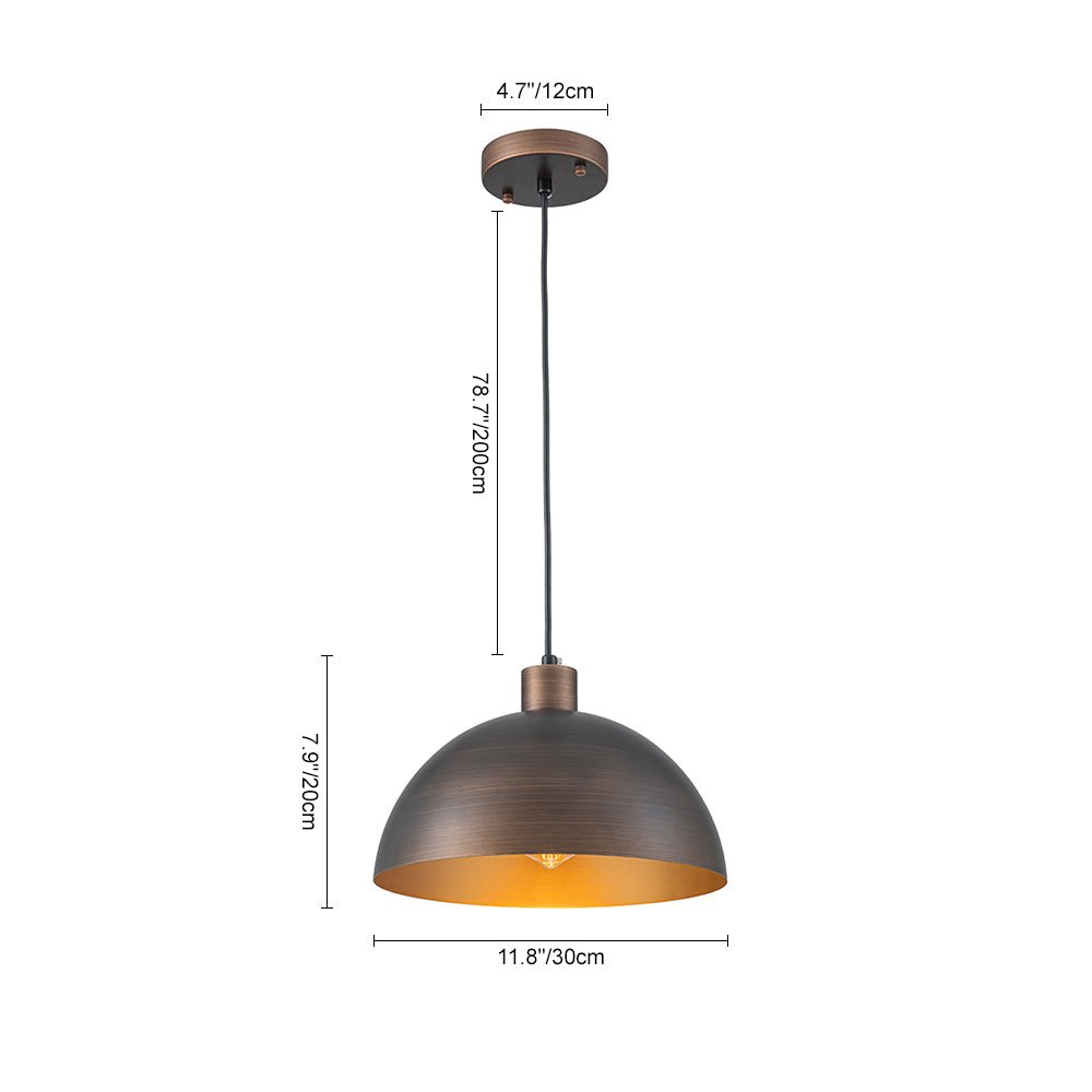 Pendantlightie - Mid - Century Modern Pendant Industrial Metal Dome Light - Pendants - Brass -