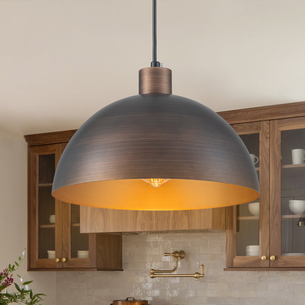 Pendantlightie - Mid - Century Modern Pendant Industrial Metal Dome Light - Pendants - Oil Rubbed Bronze -