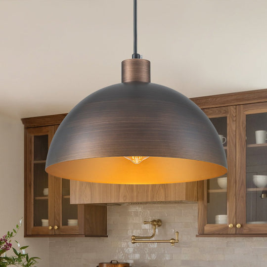 Pendantlightie - Mid - Century Modern Pendant Industrial Metal Dome Light - Pendants - Oil Rubbed Bronze -