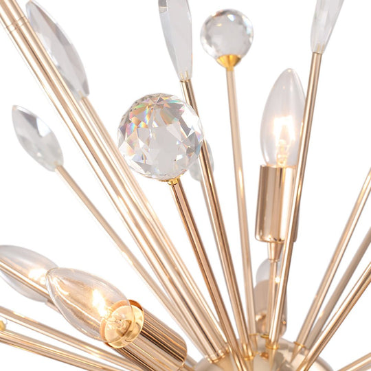 Pendantlightie - Mid - Century Sputnik Chandelier With Crystal Accents - Chandeliers - Chrome - 9Lt