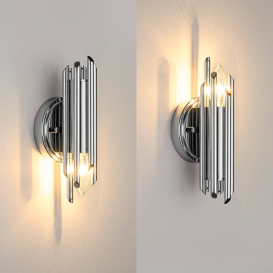 Pendantlightie - Minimalist 1 - Light Simple Small Strip Wall Sconce For Bedside Bathroom - Wall Light - Chrome -