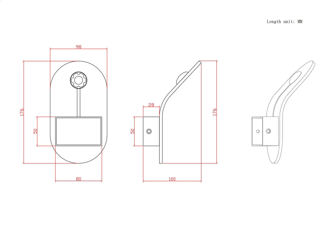 Pendantlightie-Minimalist Curved Led Wall Sconce Bedside-Wall Light-Black-6000K