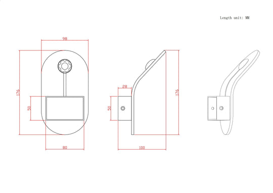 Pendantlightie-Minimalist Curved Led Wall Sconce Bedside-Wall Light-Black-6000K
