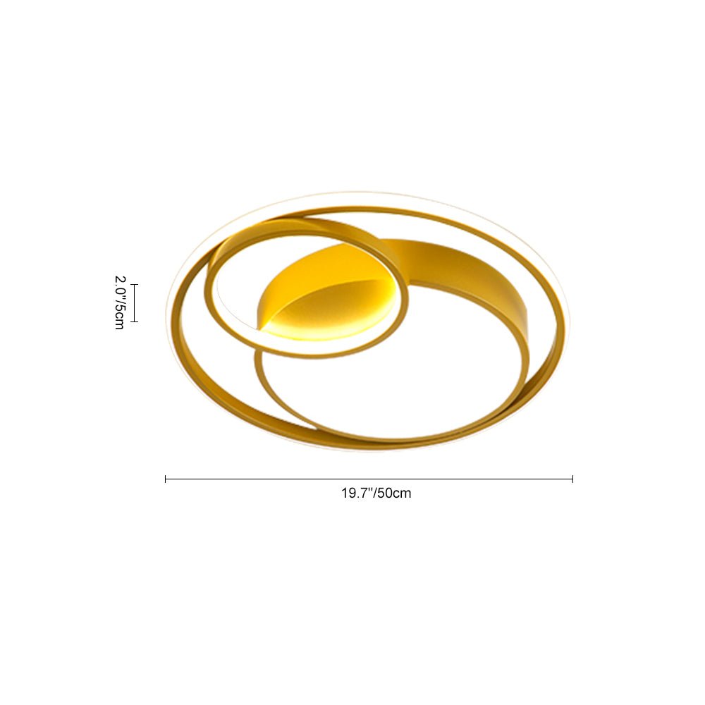 Pendantlightie - Minimalist Double Ring Round Led Ceiling Light - Flush Mount - Cool White Light - White