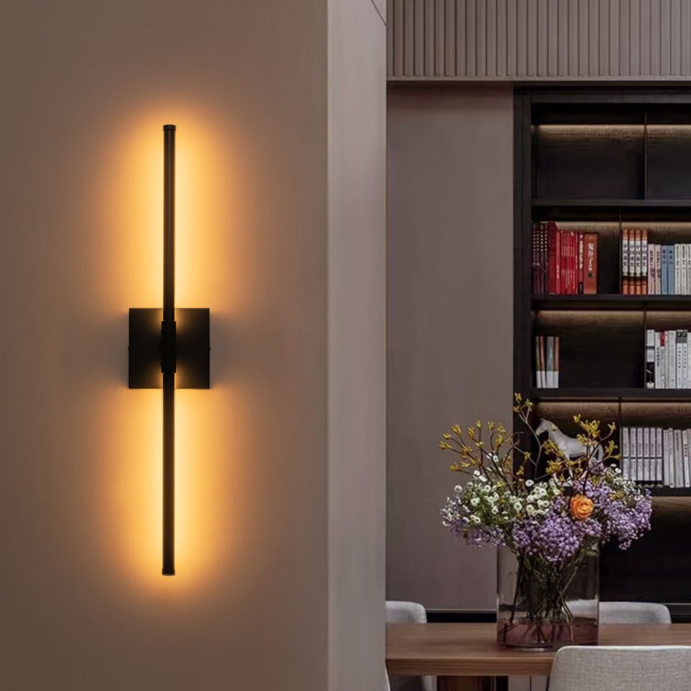 Pendantlightie - Minimalist Vanity Strip Linear Led Wall Light With Square Canopy - Wall Light - Black - 27.6 in (70 cm)