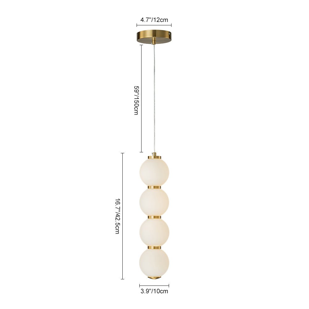 Pendantlightie - Modern 1 - Light Glass Globe Abacus Long Strip Led Pearls Pendant Light - Pendants - Brass -