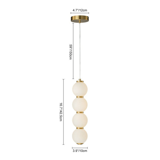 Pendantlightie - Modern 1 - Light Glass Globe Abacus Long Strip Led Pearls Pendant Light - Pendants - Brass -
