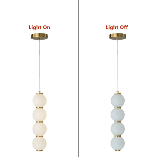 Pendantlightie - Modern 1 - Light Glass Globe Abacus Long Strip Led Pearls Pendant Light - Pendants - Brass -
