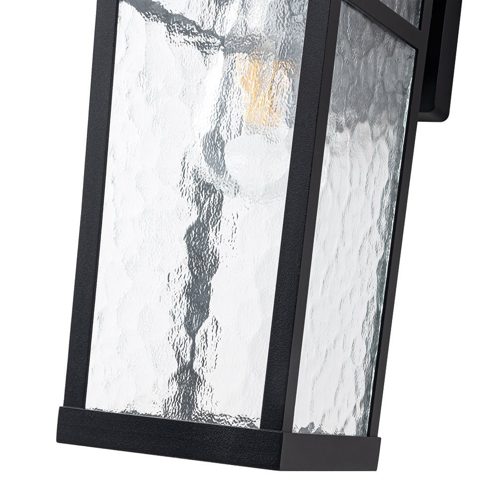 Pendantlightie - Modern 1 - Light Minster Glass Outdoor Waterproof Wall Lantern Sconce - Outdoor Wall Light - Black -