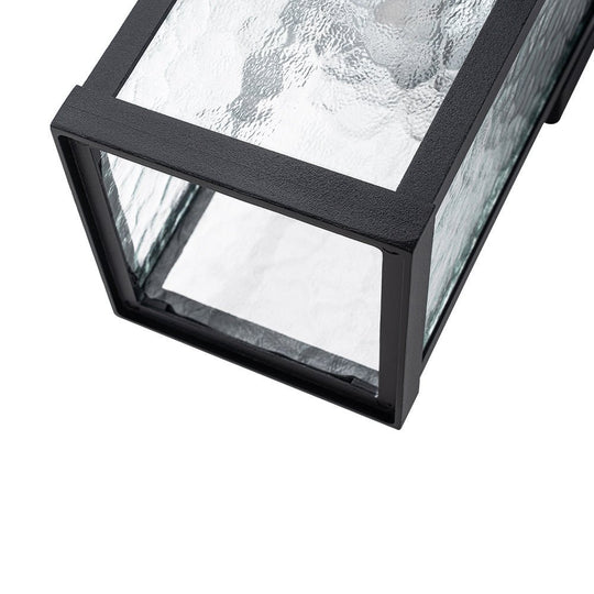 Pendantlightie - Modern 1 - Light Minster Glass Outdoor Waterproof Wall Lantern Sconce - Outdoor Wall Light - Black -