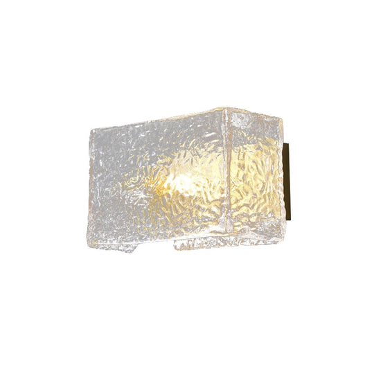 Pendantlightie - Modern 1 - Light Rectangular Water Textured Glass Wall Light - Wall Light - Brass -