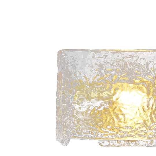 Pendantlightie - Modern 1 - Light Rectangular Water Textured Glass Wall Light - Wall Light - Brass -