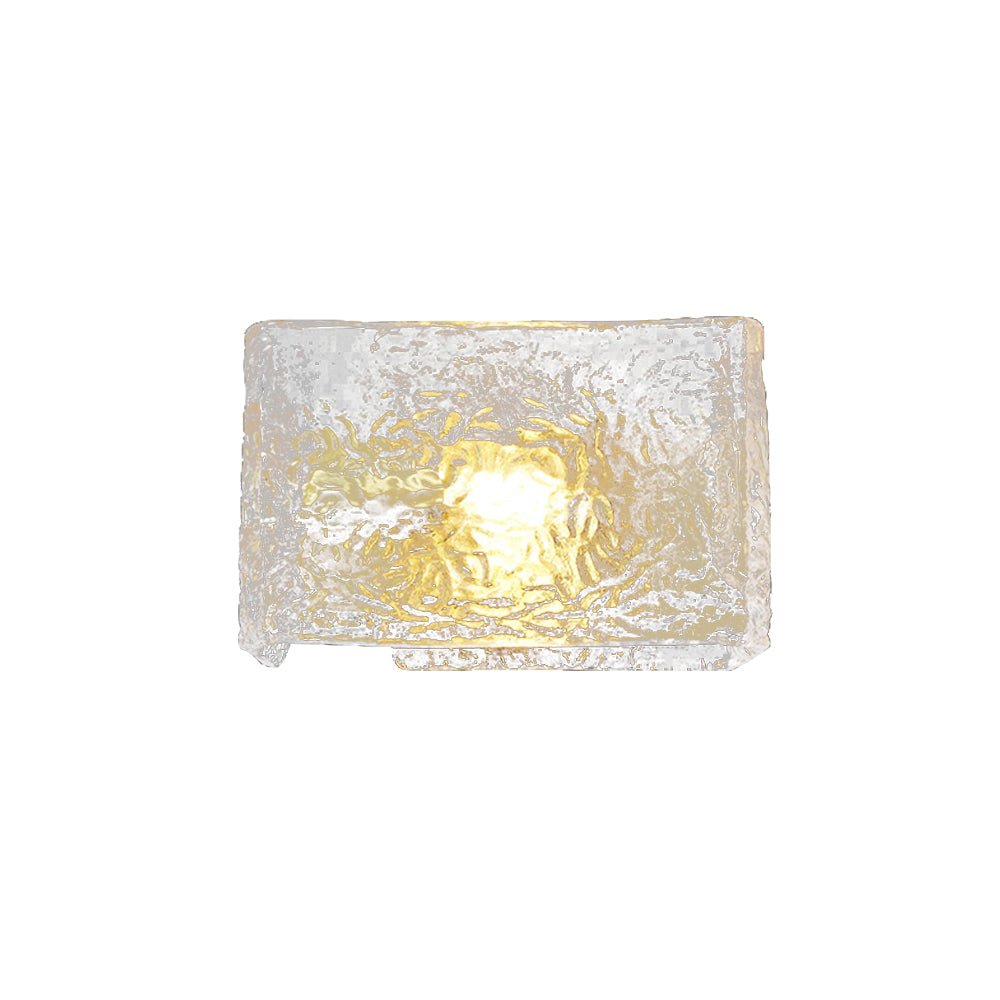 Pendantlightie - Modern 1 - Light Rectangular Water Textured Glass Wall Light - Wall Light - Brass -