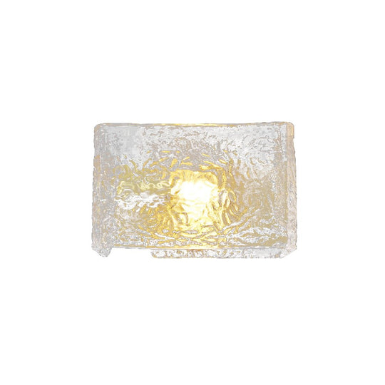 Pendantlightie - Modern 1 - Light Rectangular Water Textured Glass Wall Light - Wall Light - Brass -