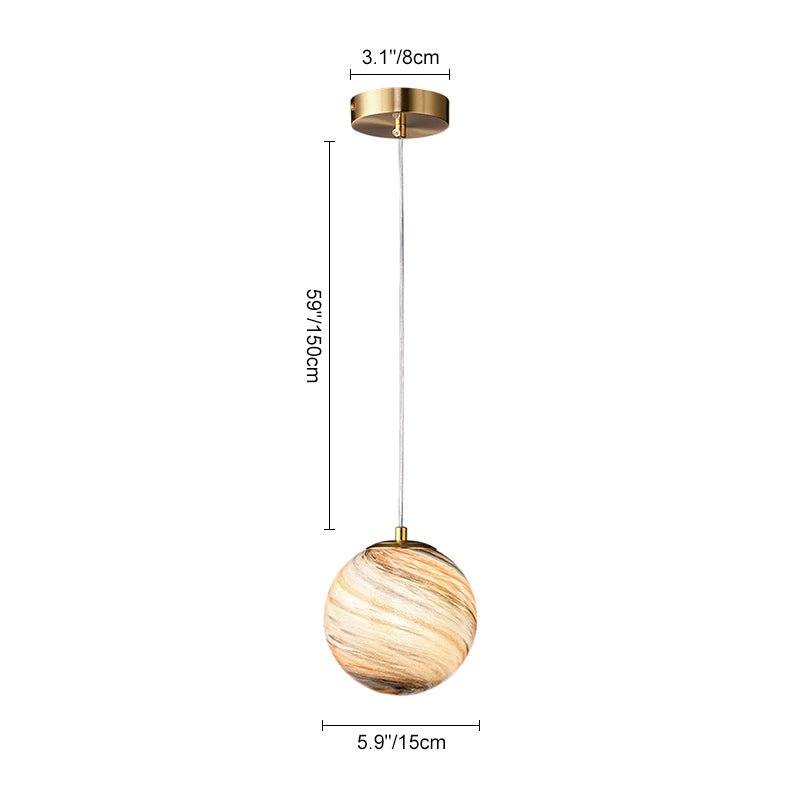Pendantlightie - Modern 1 - Light Saturn Creative Spherical Glass Pendant Light - Pendants - Brass -