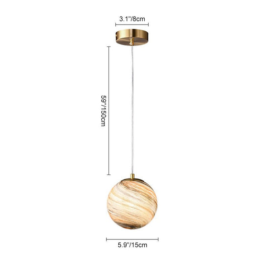 Pendantlightie - Modern 1 - Light Saturn Creative Spherical Glass Pendant Light - Pendants - Brass -