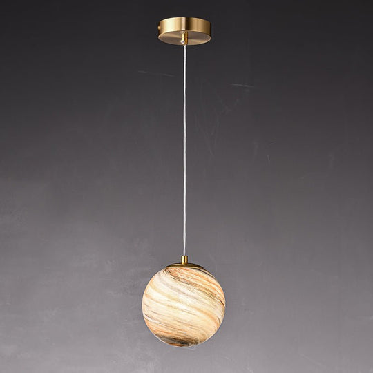 Pendantlightie - Modern 1 - Light Saturn Creative Spherical Glass Pendant Light - Pendants - Brass -