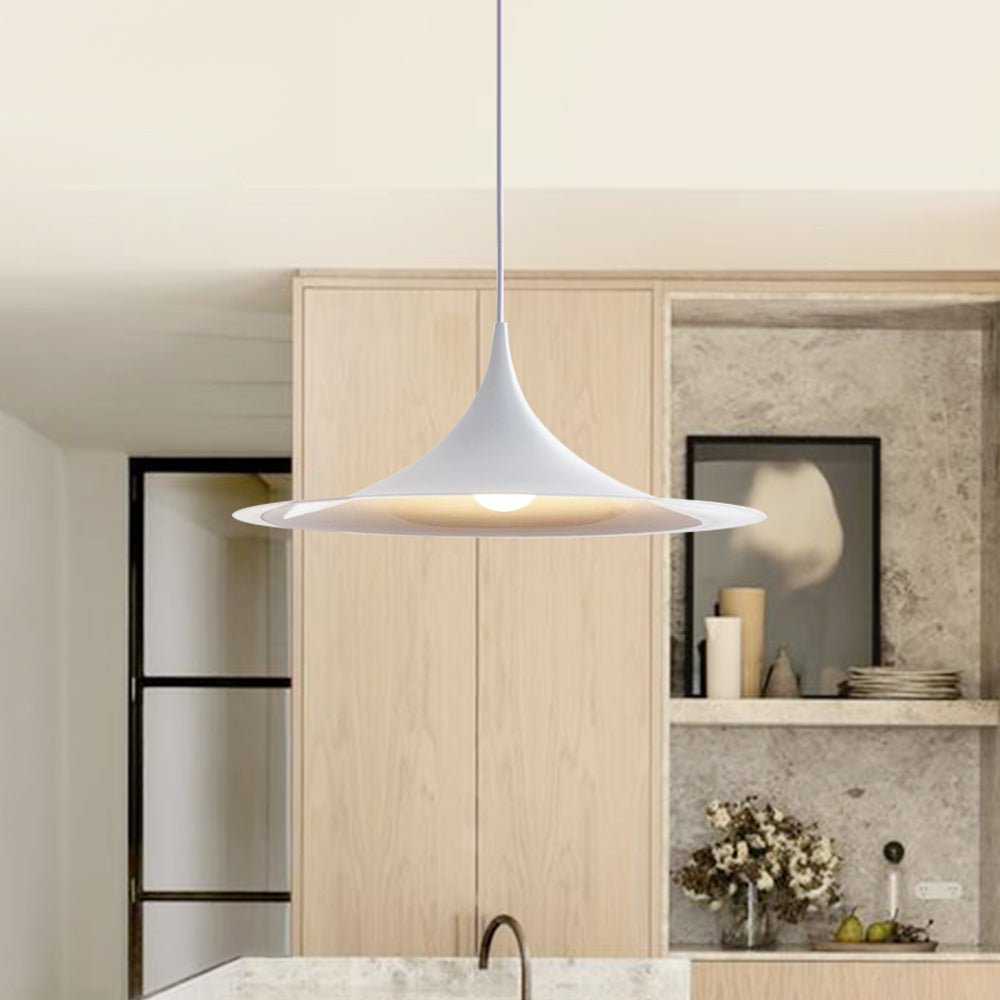 Pendantlightie-Modern 1-Light Trumpet Design Cone Pendant Light-Pendants-White-