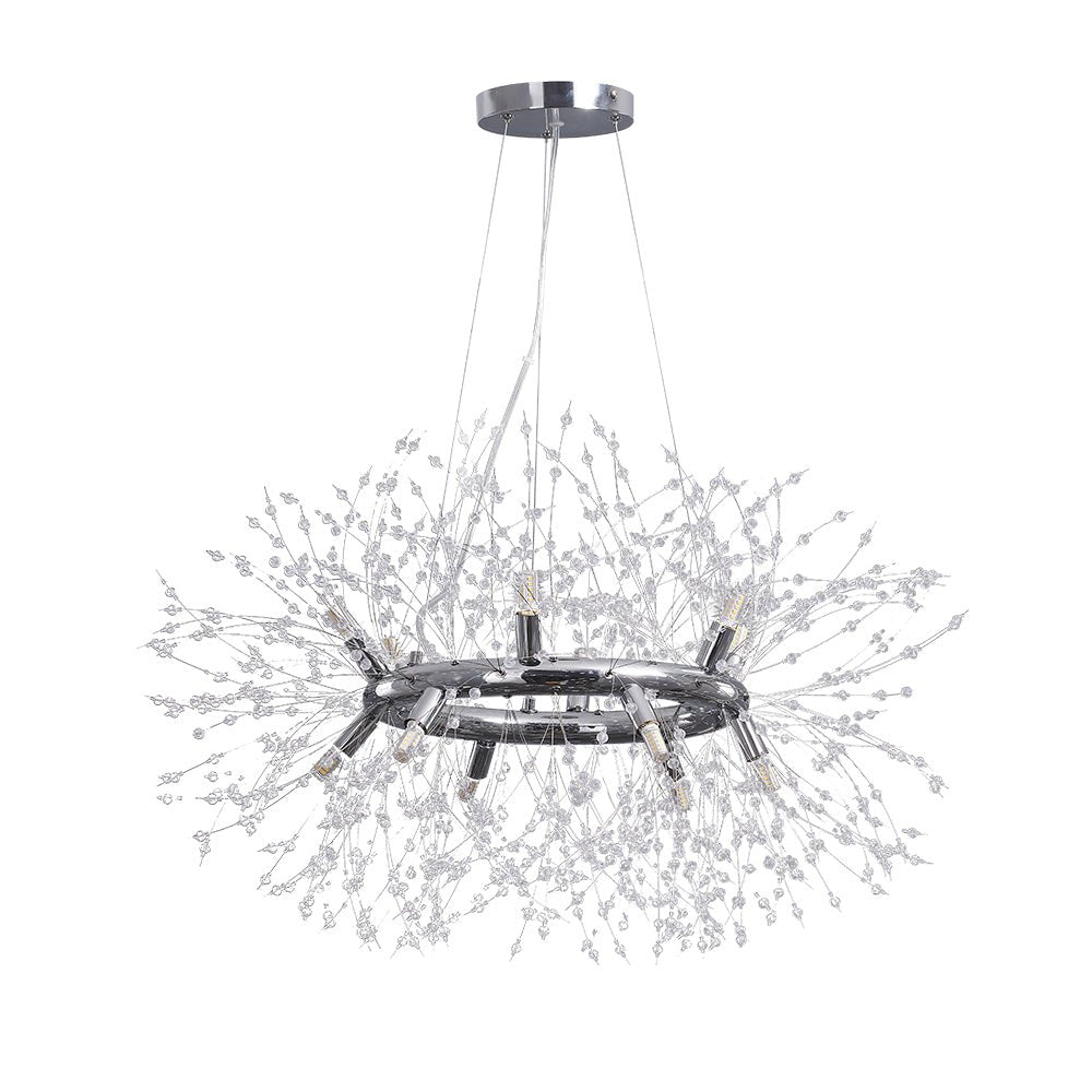 Pendantlightie - Modern 12 - Light Crystal Firework Round Dandelion Chandelier - Chandeliers - Chrome -