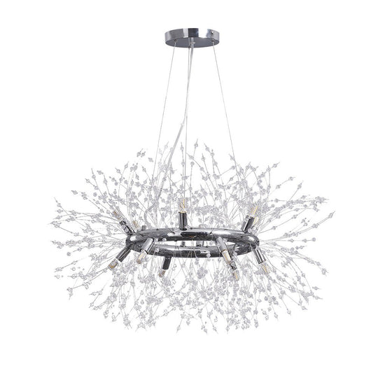 Pendantlightie - Modern 12 - Light Crystal Firework Round Dandelion Chandelier - Chandeliers - Chrome -