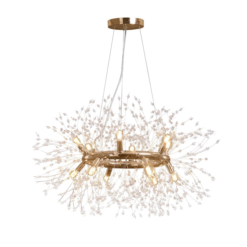 Pendantlightie - Modern 12 - Light Crystal Firework Round Dandelion Chandelier - Chandeliers - Chrome -
