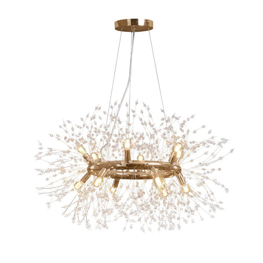 Pendantlightie - Modern 12 - Light Crystal Firework Round Dandelion Chandelier - Chandeliers - Chrome -