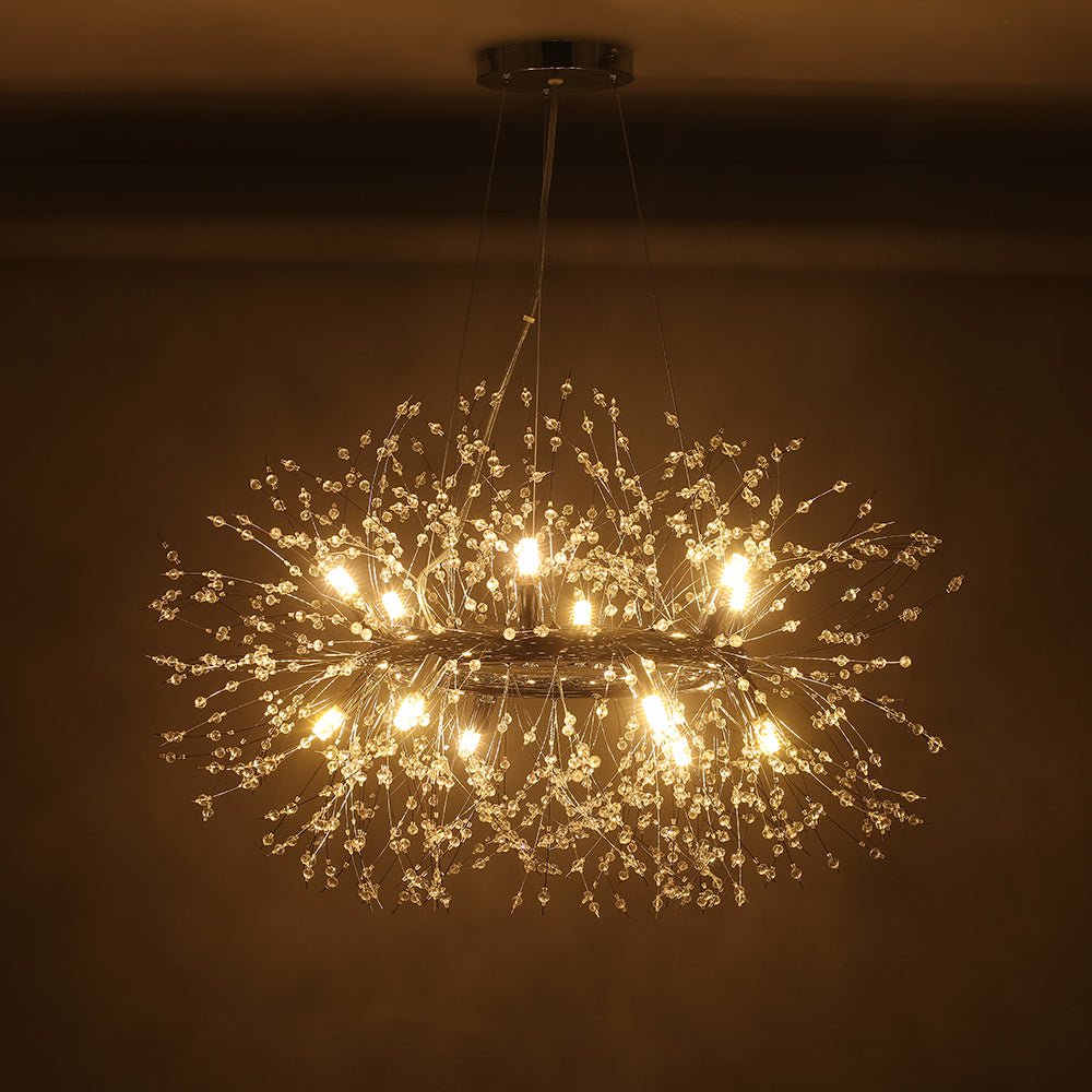 Pendantlightie - Modern 12 - Light Crystal Firework Round Dandelion Chandelier - Chandeliers - Chrome -