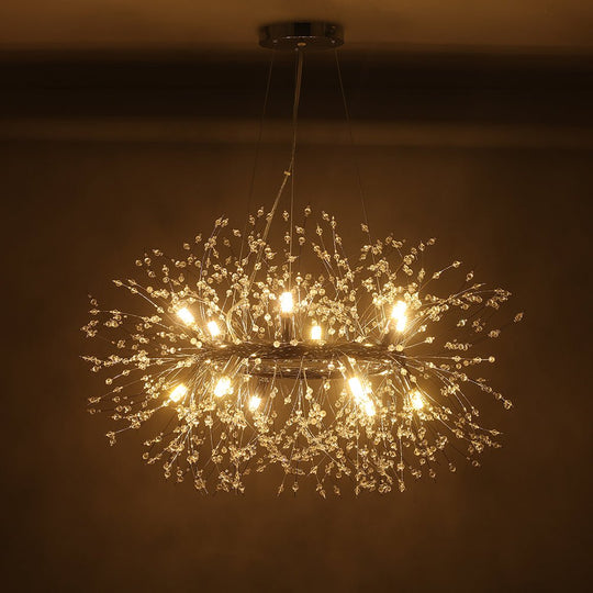 Pendantlightie - Modern 12 - Light Crystal Firework Round Dandelion Chandelier - Chandeliers - Chrome -