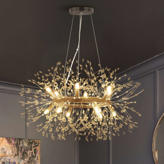 Pendantlightie - Modern 12 - Light Crystal Firework Round Dandelion Chandelier - Chandeliers - Chrome -